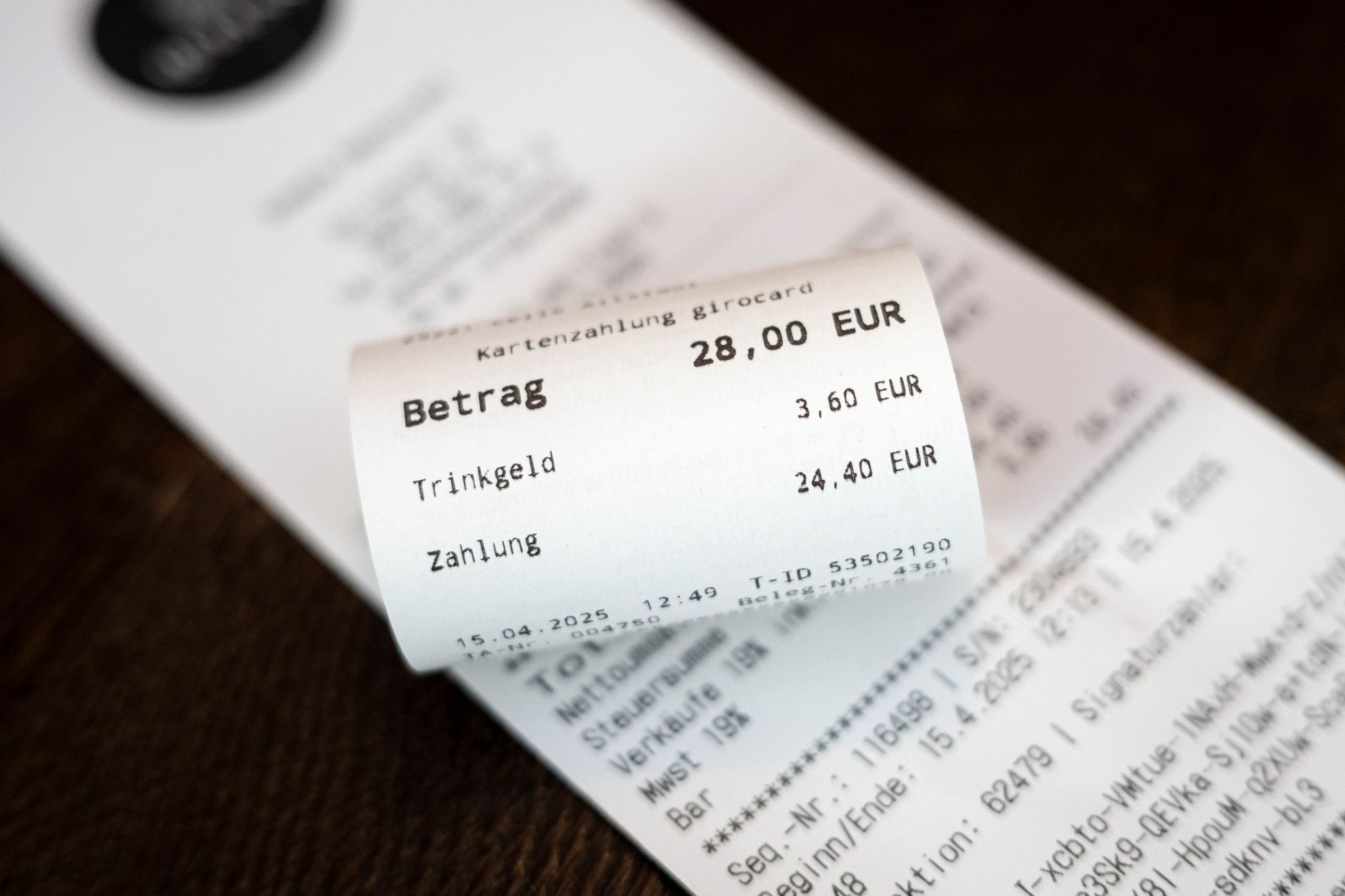 Trinkgeld per Kartenzahlung