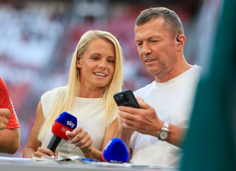 Julia Simic und Lothar Matthäus (r)