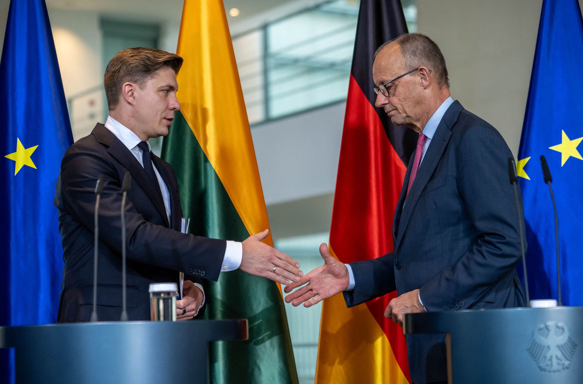 Litauens Ministerpräsident Sinkevicius bei Kanzler Merz